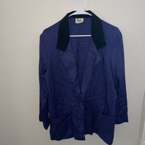 Vintage Purple/Blue and Black Checkered Women's Riding Blazer by Random Sz XL